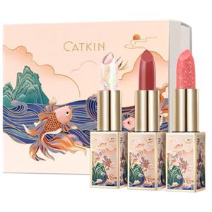 CATKIN Colorato Balsamo Labbra Burrocacao, Formula Idratante e Riparatore, Ingredienti Naturale, Nutriente Fino a 24 Ore，Protettivo Per Labbra Secche e Screpolate,3.5g, 3PCS Gift Box(04+06+09)