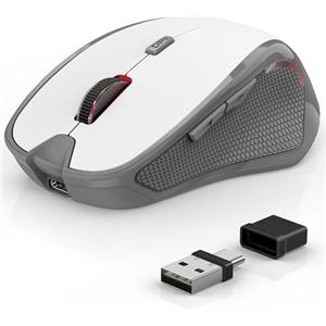 Azmall Mouse ergonomico senza fili per computer portatile/PC/MacBook/iPad, 2,4 GHz e Bluetooth Ufficio Muto mouse wireless 1600 DPI (Mouse wireless silenzioso, Bianco)