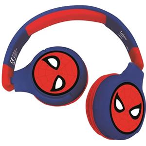 Lexibook - Spiderman Cuffie Bluetooth 2-in-1 per bambini - Stereo senza fili cablato, cassaforte per bambini per ragazze, pieghevole, regolabile, rosso/blu, HPBT010SPLXB