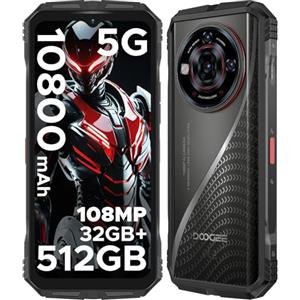 DOOGEERugged S118 Pro Rugged Smartphone 5G, 32GB RAM +512GB ROM Telefono Indistruttibile, 10800mAh/33W, 6.6" FHD+ 120Hz IPS, 108MP+20MP+8MP Smartphone Rugged, Android 14, NFC/WiFi6/Face ID