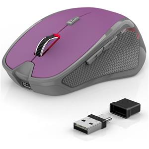Azmall Mouse ergonomico senza fili per computer portatile/PC/MacBook/iPad, 2,4 GHz e Bluetooth Ufficio Muto mouse wireless 1600 DPI (Mouse wireless silenzioso, Viola)