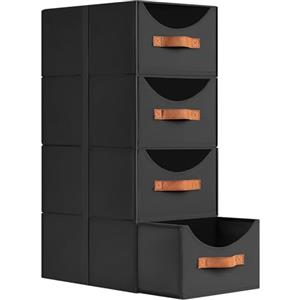 DIMJ Cassettiera Scrivania per Armadio Interno - Set di 4 Organizzatore Cassetti Impilabile, Scatola Porta Oggetti Organizer Cassetti per Ufficio, 35 x 24 x 17 cm, Nero