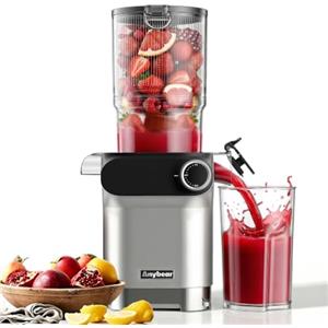 Anybear Estrattore di Succo, 200W Juicer Spremiagrumi a Freddo, con Vano di Riempimento da 110 mm, per Frutta e Verdura Intera, Coclea Potenziata, Materiale Tritan, Senza BPA (Argento)