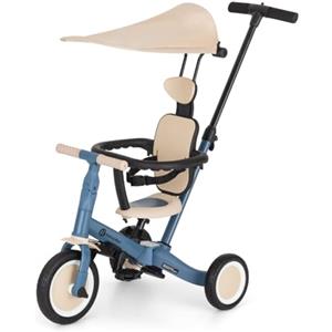 PETITE&MARS Turbo Plus 5in1 Triciclo e Bici Senza Pedali per Bambini | Multifunzionale 3-5 ruote con tettuccio parasole | Per 1,5-5 anni | Trasmissione a pedale rimovibile, sedile regolabile, cinghia