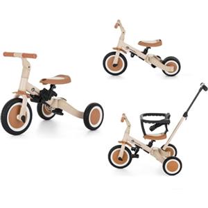 Petite&Mars Triciclo Multifunzione 5 in 1 Turbo* Bicicletta * triciciclo * girante * Auto Antiscivolo * Veicolo Girello (Desert Sand)