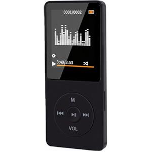 Denash Lettore MP3 Portatile con BT 5.3 e Audio HiFi Lossless, LCD da 1,8, da 128 GB, Radio FM, E-book, Tipo C, Batteria di Lunga Durata 30 Ore, Lettore Sportivo Leggero (BLACK)