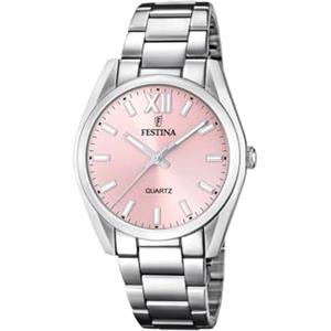 Festina Orologio Donna Analogico Acciaio Inossidabile 316L Argento - Quarzo - Vetro minerale alta resistenza - Impermeabile 5 ATM F20622 - Boyfriend Collection