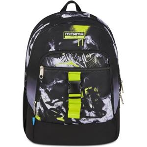 Mitama Zaino Scuola, X Plus INKSTYLE, Triplo Scomparto, Nero, Tasche Porta Borraccia,Schienale con fondo integrato, Spallacci Imbottiti, Zaino Scuola Media, Ragazzo
