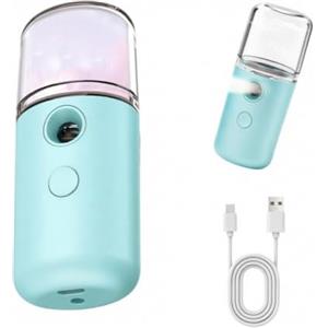 LAKPYN 1 Pezzi Nano Viso Mister, Nebulizzatore Acqua Nano Viso Vapore Portatile Mini Spruzzatore Pratico della Foschia Design Idratante per Cura della Pelle, Trucco, l'Estensione delle Ciglia(Blu)