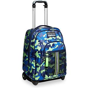 Seven Zaino Trolley, Scuola Elementare, Doppio Uso, Doppio Scomparto, Spallacci a Scomparsa, Bambino, Bluecamo Boy, verde/blu