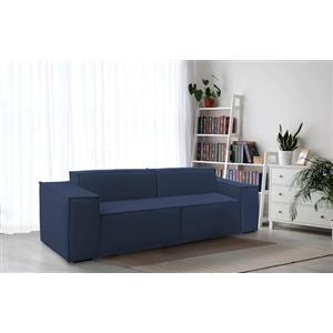 Talamo Italia - Divano fisso 2 posti Paola, Divano componibile lineare, Sofà moderno da soggiorno in tessuto, 100% Made in Italy, Cm 220x95h70, Blu