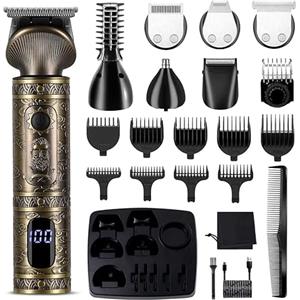 Surker Regolabarba uomo Rasoio Elettrico Barba Capelli Corpo Macchinetta per Barba Beard Trimmer Clipper Kit T-Blade Rasoio per Capelli 7 in 1