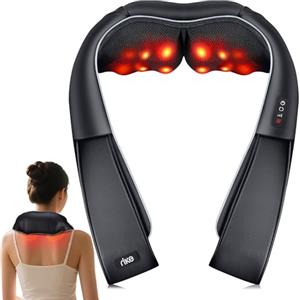 RIKE Massaggiatore Cervicale Collo Spalle e Schiena, Shiatsu Massaggiatore Schiena e Collo con Calore, Regalo per Donne/Uomini/Papà/Mamma