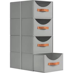 DIMJ Cassettiera Scrivania per Armadio Interno - Set di 4 Organizzatore Cassetti Impilabile, Scatola Porta Oggetti Organizer Cassetti per Ufficio, 35 x 24 x 17 cm, Grigio