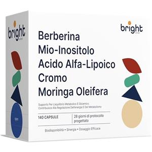 Bright Naturo Berberina, Mio-Inositolo, Acido Alfa-Lipoico, Cromo, Moringa Oleifera - SmartAbsorb™ | per il metabolismo, l'equilibrio ormonale e l'energia | 28 bustine giornaliere