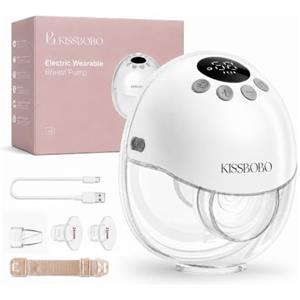 KISSBOBO K8 Tiralatte Elettrico Indossabile | Aspirazione fino a 320mmHg, batteria 1300mAh, Tiralatte ricaricabile, 4 modalità 19 livelli, basso rumore, Bianco 1Pezzi