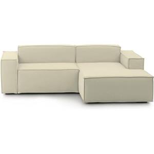 Talamo Italia - Divano fisso con penisola Lidia, Divano componibile con chaise longue destra, Sofà moderno in tessuto, 100% Made in Italy, Cm 240x170h70, Beige