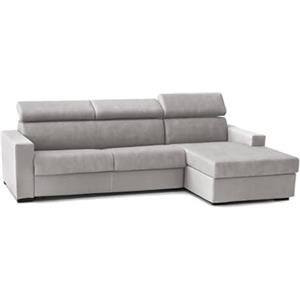 Dmora Talamo Italia - Divano fisso con penisola Mikaela, Sofà ad angolo con chaise longue destra in tessuto, Braccioli slim, 100% Made in Italy, Cm 280x95h85, Grigio