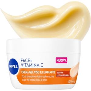 NIVEA Face+ Vitamina C Crema Gel Viso Illuminante, 100 ml | Crema viso illuminante con Vitamina C, Glicerina, 72 ore di idratazione, non comedogenica e agisce sulle macchie scure