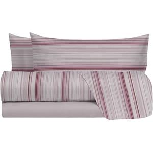 hermet Set Lenzuola Matrimoniali 100% Cotone, Completo Letto Matrimoniale, 2 Piazze Fantasia Righe, Lenzuolo da Sopra + Lenzuolo da Sotto + 2 Federe