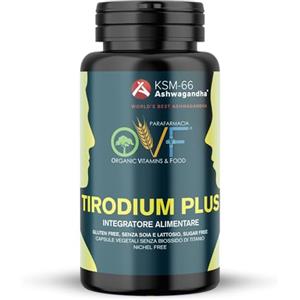 PARAFARMACIA, ORGANIC VITAMINS & FOOD OVF Tirodium Plus 60 Capsule - Integratore Tiroide per il Sostegno Tiroideo con Tirosina, Ashwagandha KSM-66 e Vitamina D3 - Vegan