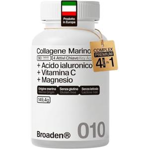 BROADEN 90 Capsule Collagene Marino con Acido ialuronico + Vitamina C + Magnesio | 4 Active in 1