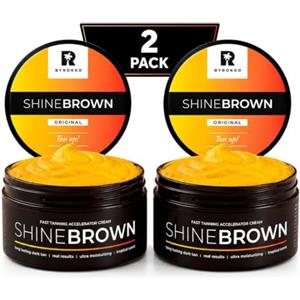 BYROKKO SHINEBROWN BYROKKO Shine Brown Crema Abbronzante (2x 210 ml), Acceleratore Abbronzatura Naturale, Abbronzante Corpo con Ingredienti Selezionati, Olio Abbronzante per Sole e Lettini Solari
