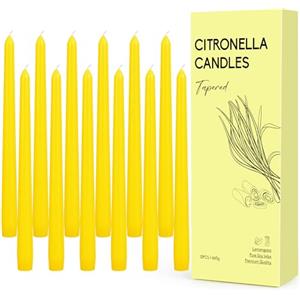 AOTOIE 12 Pezzi Candele Citronella, Candele Colonna per Terrazza | Cera di Soia Naturale Candele Decorative Durata 96 Ore, Candele a Punta con Profumo di Citronella