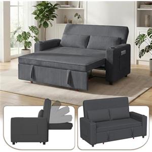 Devoko Divano Letto 2 Posti in Velluto Divano Matrimoniale Prontoletto Estraibile con Schienale Regolabile in 5 Posizioni per Soggiorno, Camera da Letto o Ufficio, 69P x 141L x 88H cm, Grigio