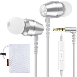 LUDOS OMNITONE Auricolari In-Ear Cuffie, Cuffiette con Filo e Microfono, 5 Anni di Garanzia, Cuffie Isolamento Acustico, Cuffiette Cellulare, Jack 3,5 mm per iPhone, Apple, Samsung, Huawei - Bianco