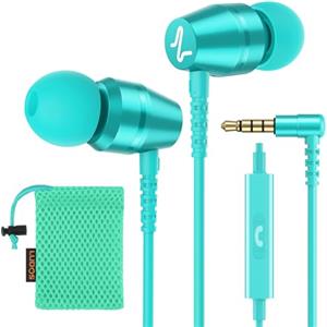 LUDOS OMNITONE Auricolari In-Ear Cuffie, Cuffiette con Filo e Microfono, 5 Anni di Garanzia, Cuffie Isolamento Acustico, Cuffiette Cellulare, Jack 3,5 mm per iPhone, Apple, Samsung, Huawei - Turchese