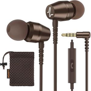 LUDOS OMNITONE Auricolari In-Ear Cuffie, Cuffiette con Filo e Microfono, 5 Anni di Garanzia, Cuffie Isolamento Acustico, Cuffiette Cellulare, Jack 3,5 mm per iPhone, Apple, Samsung, Huawei - Marrone