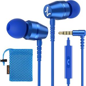 LUDOS OMNITONE Auricolari In-Ear Cuffie, Cuffiette con Filo e Microfono, 5 Anni di Garanzia, Cuffie Isolamento Acustico, Cuffiette Cellulare, Jack 3,5 mm per iPhone, Apple, Samsung, Huawei - Blu