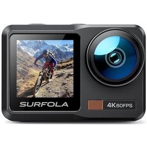 Surfola Action Cam 4K 60FPS, SF630 Subacquea 40M in Metallo Nudo Impermeabile 10M, Wifi, Telecamera Per Casco EIS, Videocamera a Doppio Schermo con Microfono Esterno, 2 Batterie Da 1350mAh