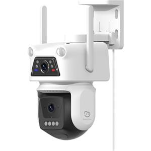 Beans View 2K+2K (3MP+3MP) Telecamera di Sorveglianza Esterno a Doppio Obiettivo, Wi-Fi 2,4 GHz, Sicurezza a 360°, Tracciamento Auto, Rilevamento di Persone, Visione Notturna a Colori (D320)
