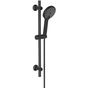 Görbach Asta Doccia Nera 70 cm Colonna Doccia INOX a Parete con Doccetta a 3 Getti, Staffe di Fissaggio Regolabili, Senza Miscelatore, Con Tubo Flessibile Doccia 150 cm (HBD12MB)