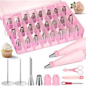 Cozary Beccucci Sac a Poche Professionali 35 Pcs,25 Beccucci In Acciaio Inossidabile E 2 Sac À Poche Riutilizzabili, Set Per Decorare Torte, Kit Di Utensili Per Pasticceria E Panificazione