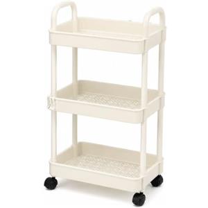 cecaro group Carrello Multiuso 3 Ripiani con Ruote - Organizer Salvaspazio in Plastica Resistente, Mobiletto Portaoggetti per Bagno, Cucina, Ufficio e Camera da Letto - 30x27x70 cm