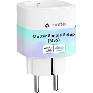 Meross Matter Presa Smart con Consumo Energetico, Prese Alexa WiFi Con Matter, Facile da Installare, Misura Uscita del Pannello Solare Fotovoltaico, Supporto Per Apple Home, Alexa e Google Home