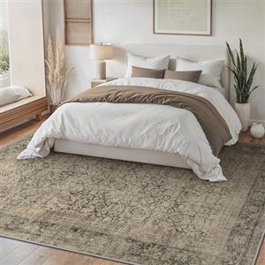 BEIMO Tappeto Salotto Vintage, Tappeti Ingresso Interno, Tappeto Antiscivolo Lavabile, Grandi Tappeti Salotto Pelo Corto per Cucina, Camera Da Letto, Ufficio, Verde, 160x230cm