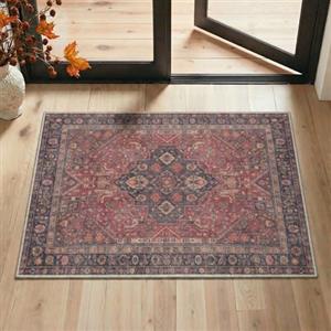 BEIMO Tappeto Salotto Pelo Corto Vintage, Tappeto Camera Da Letto, Tappeti Cucina Antiscivolo Lavabile, Tappeti Persiano per Ingresso, Soggiorno, Sala, Rosso Porpora, 60x90cm
