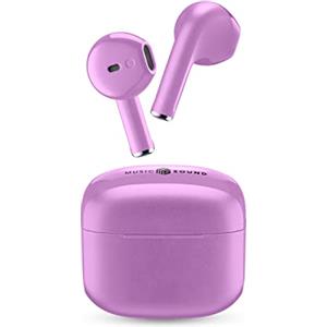 Music Sound SWAG Auricolari Wireless a Capsula, Bluetooth, 12 Ore di Riproduzione, Auto Pairing, Controlli Touch, Case Compatto - Lilla