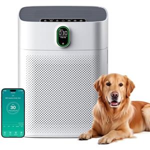 MERONTE Purificatore d'aria per ambienti fumatori, anallergico, filtro HEPA contro polline polvere, CADR 300 m³/h per 100 m², 24 dB Silenzioso, timer, feedback di qualità dell'aria e modalità auto