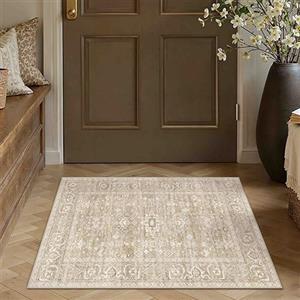 PureCozy Vintage Tappeto Ingresso Interno 60x90cm Beige Cucina Tappeti Antiscivolo Lavabile in Lavatrice Tapette Camera da Letto Cameretta Bambino Scendiletto Pelo Corto Carpet