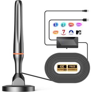 DGUPSP Antenna TV interna 2025, potente antenna TV portatile con amplificatore e base magnetica, 250 KM+ ricezione a lunga distanza, compatibile con 4K 1080P DTMB DVB-T2 DVB-T DVB-T - All TVs