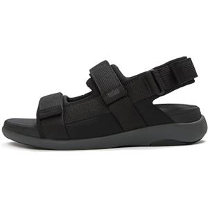 Fitflop F-Mode GO ADJ - Sandali bassi da uomo, con cinturino in tessuto imbottito, nero, taglia 42, Nero, 44 EU