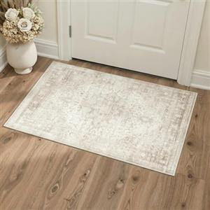 BEIMO Tappeto Salotto Pelo Corto Vintage, Tappeto Camera Da Letto, Tappeti Cucina Antiscivolo Lavabile, Tappeti Persiano per Ingresso, Soggiorno, Sala, Beige Sbiadito, 60x90cm
