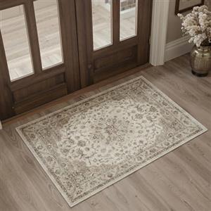 BEIMO Tappeto Salotto Pelo Corto Vintage, Tappeto Camera Da Letto, Tappeti Cucina Antiscivolo Lavabile, Tappeti Persiano per Ingresso, Soggiorno, Sala, Beige Marrone, 60x90cm