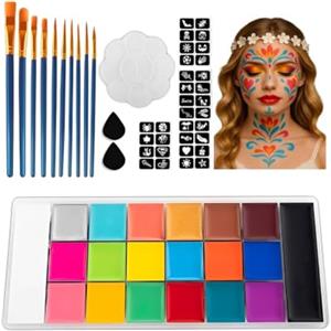 XUKZIMA Kit Truccabimbi 20 Colori Vivaci Anallergico & Atossico, Lavabile per Bambini e Adulti - Trucco Viso Professionale per Halloween, Carnevale, Feste di Compleanno