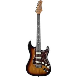 EKO GUITARS - Chitarra Elettrica ST‑400, Corpo Pawlonia, Manico Acero, Tastiera Laurel, 3 Pickup Single‑Coil, Ponte Vintage Tremolo, 22 Tasti, Colore Sunburst